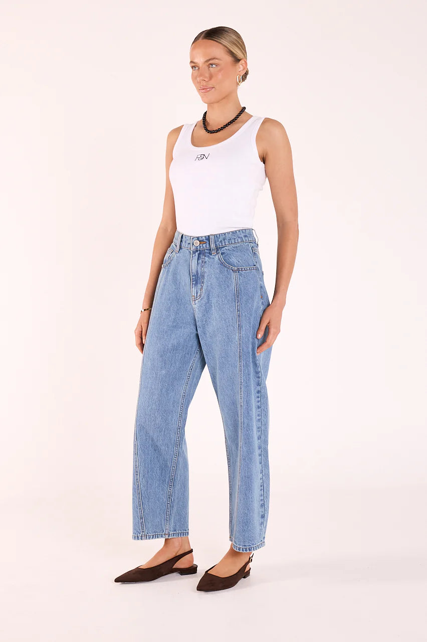 Lola Cropped Barrel Jean Panel Deep Blue - ETA 5/8