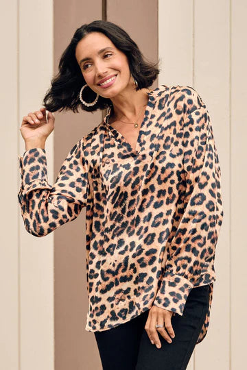 Safia Animal Print Long Sleeve Top