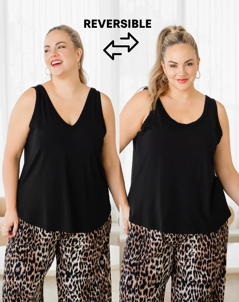 Elena Two-Way Neckline Tank Black