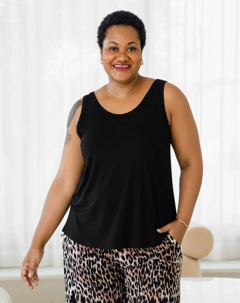 Elena Two-Way Neckline Tank Black