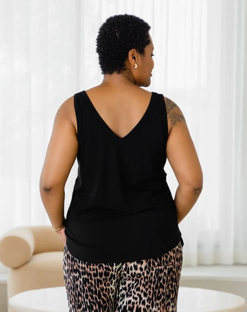 Elena Two-Way Neckline Tank Black