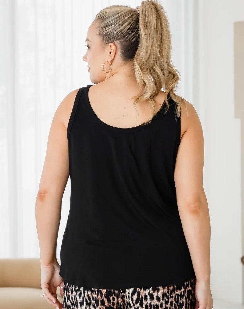 Elena Two-Way Neckline Tank Black