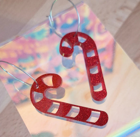 Festive Candy Cane Hoops - Red