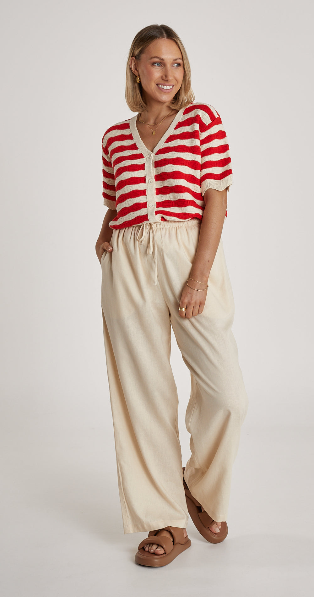 Maya Crochet Top - Red Stripe