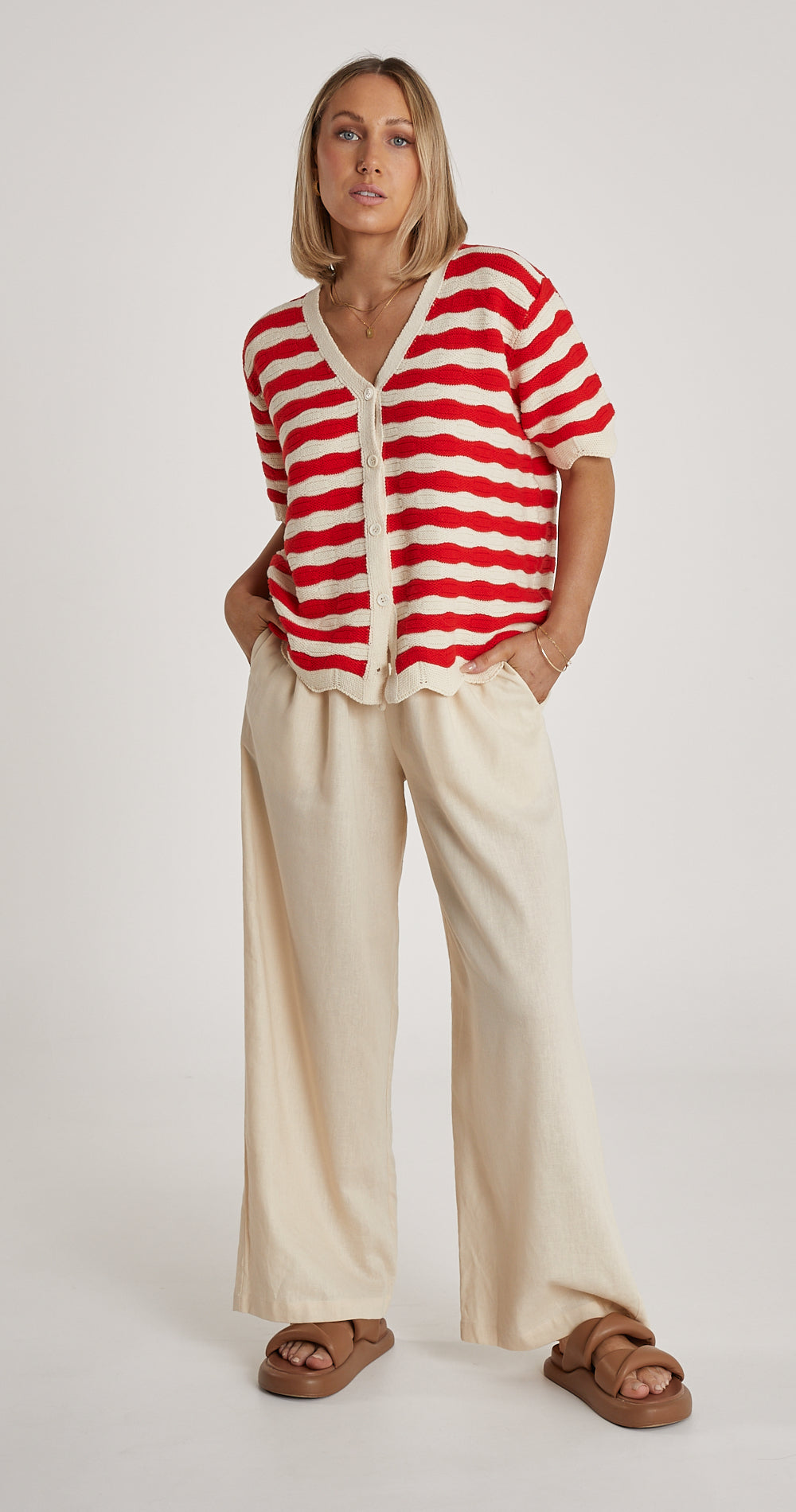 Maya Crochet Top - Red Stripe