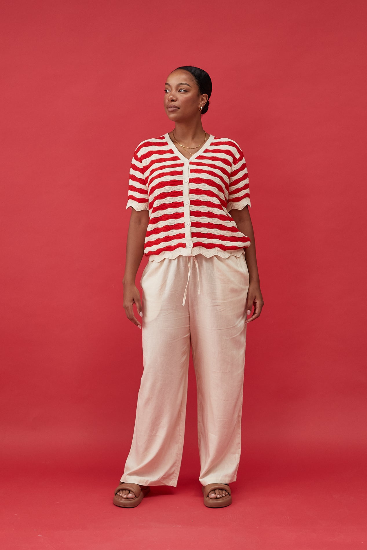 Maya Crochet Top - Red Stripe