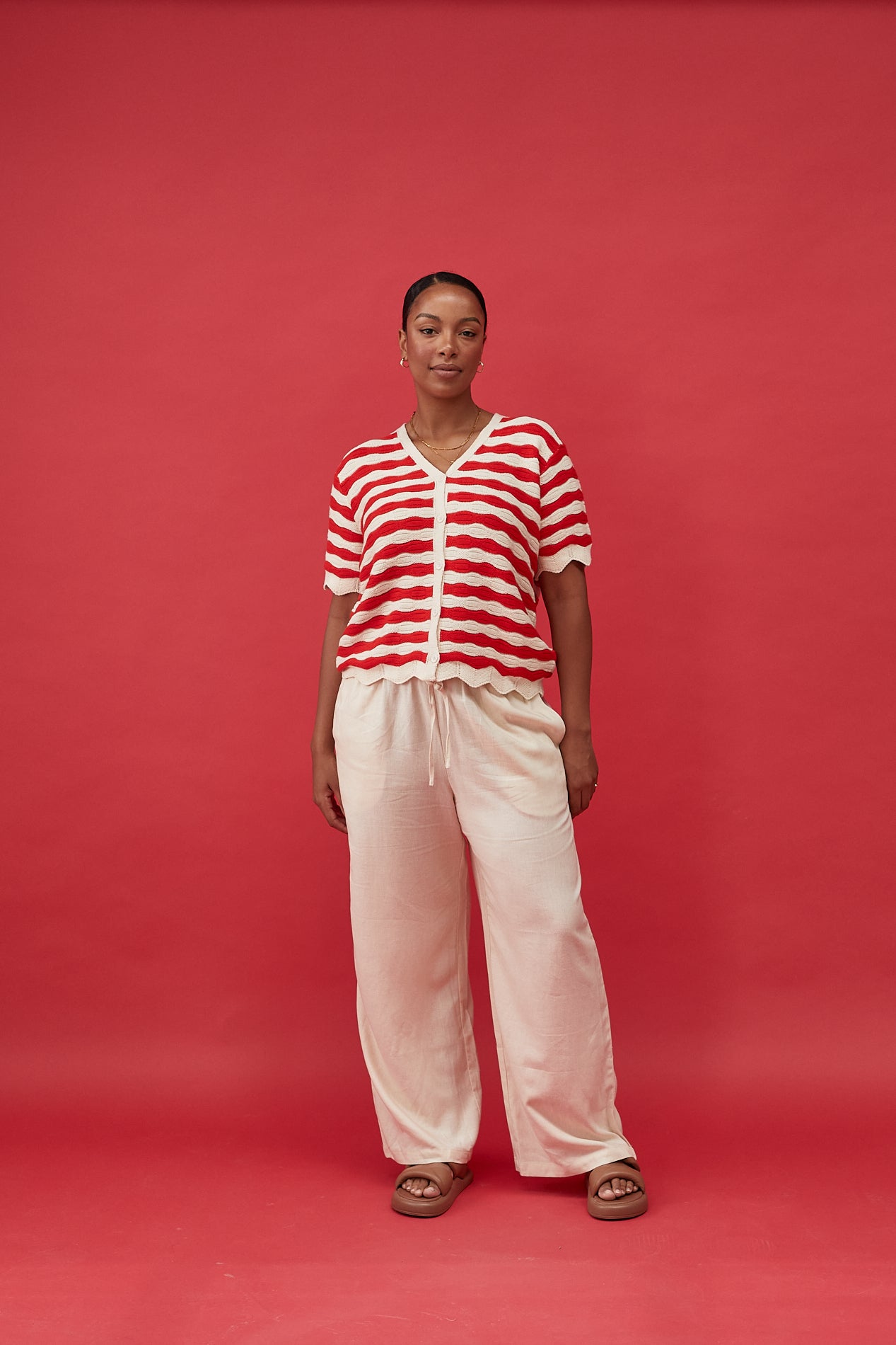 Maya Crochet Top - Red Stripe