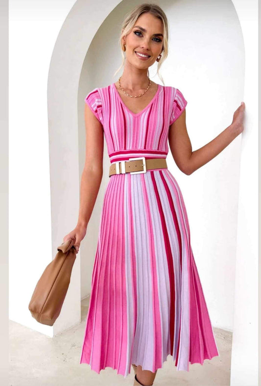 Pink Stripe Knit Dress