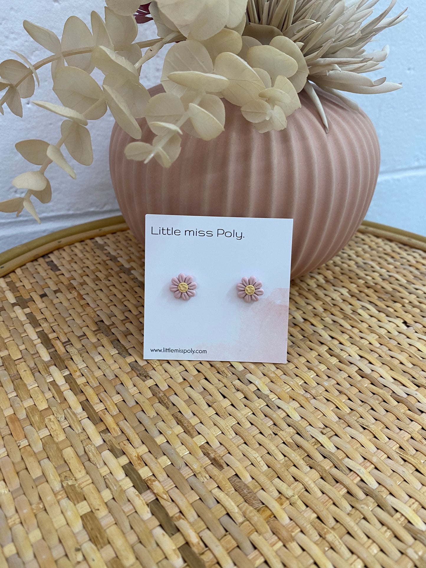 Mini Pink & Yellow Daisy Stud