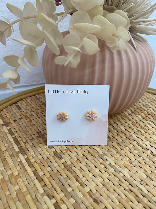 Mini Orange & Purple Daisy Stud