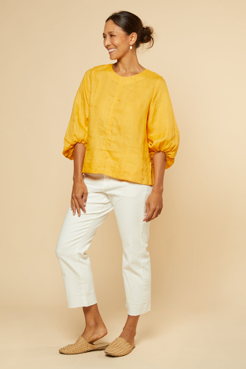 Audrey Linen Shift Blouse - Golden Hour