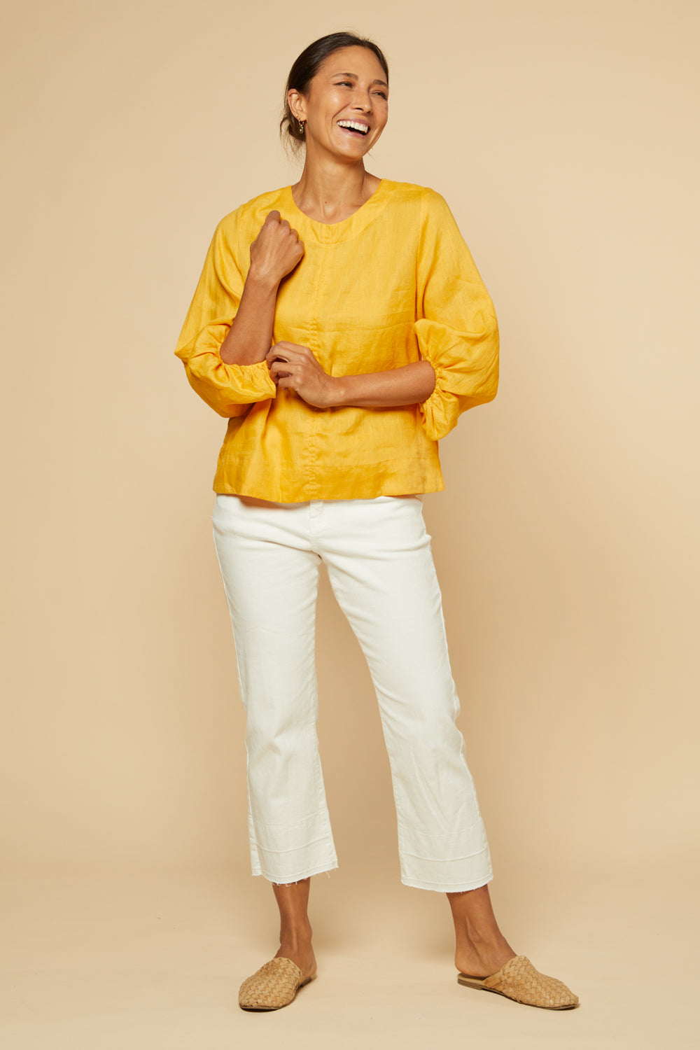 Audrey Linen Shift Blouse - Golden Hour