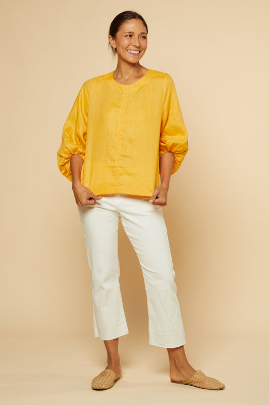 Audrey Linen Shift Blouse - Golden Hour