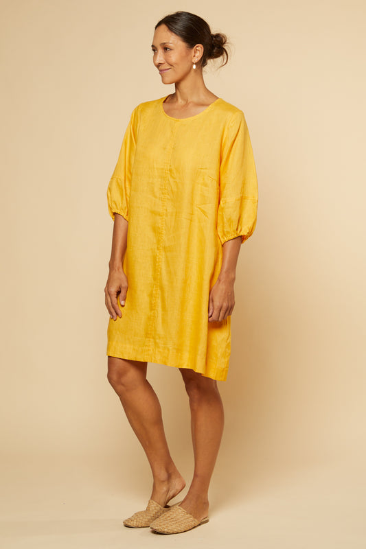 Hazel Short Shift Linen dress - Golden Hour