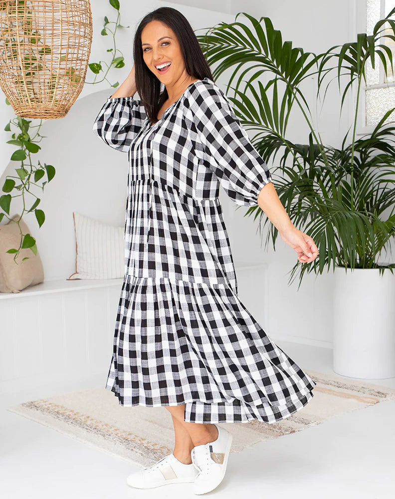 Amber Gingham Dress - Black