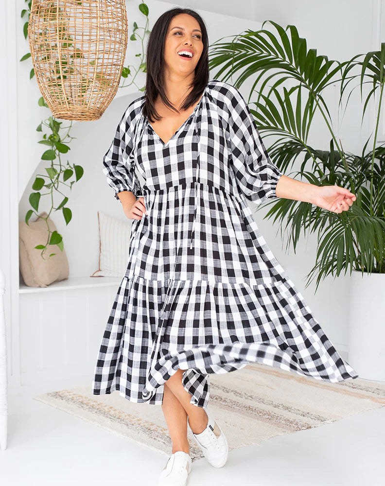 Amber Gingham Dress - Black