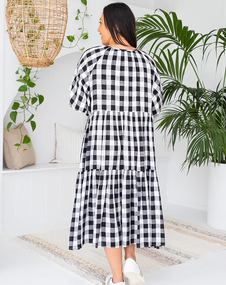 Amber Gingham Dress - Black