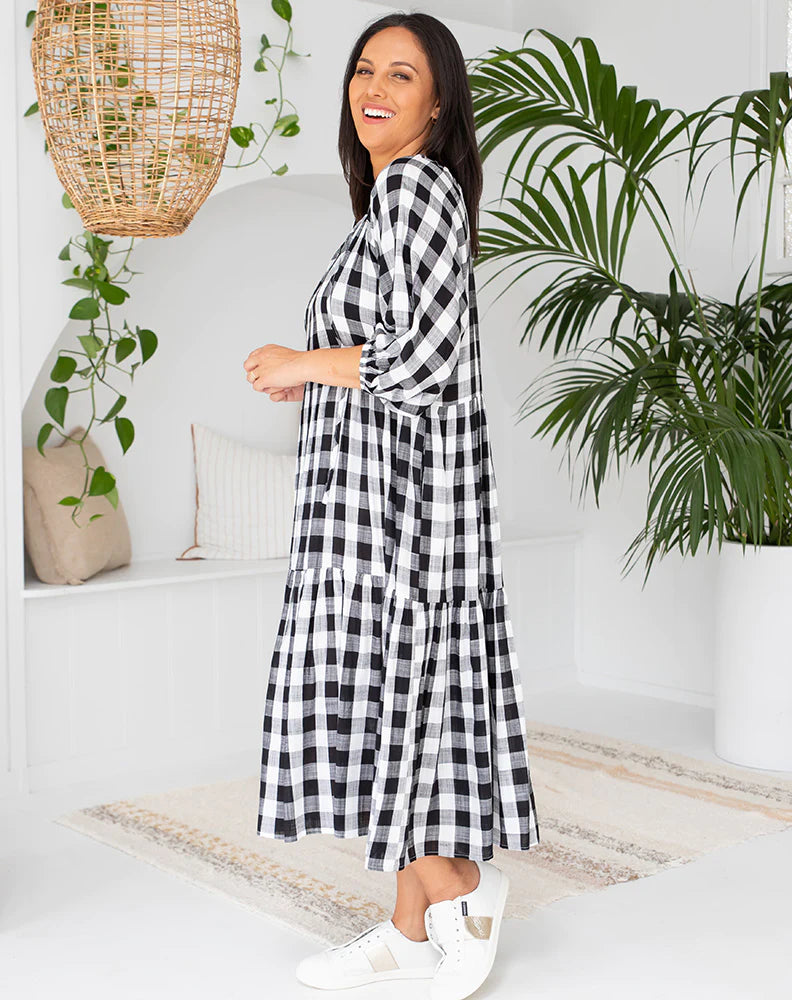 Amber Gingham Dress - Black