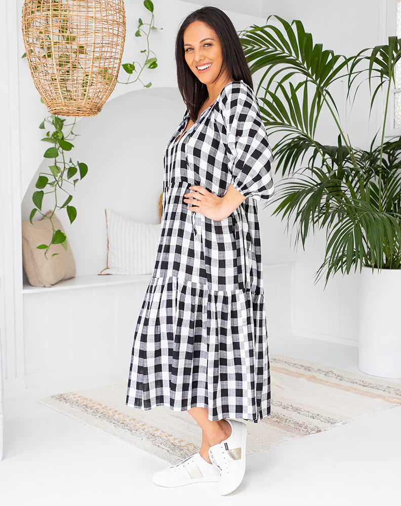 Amber Gingham Dress - Black