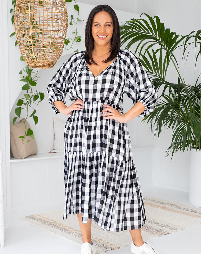 Amber Gingham Dress - Black