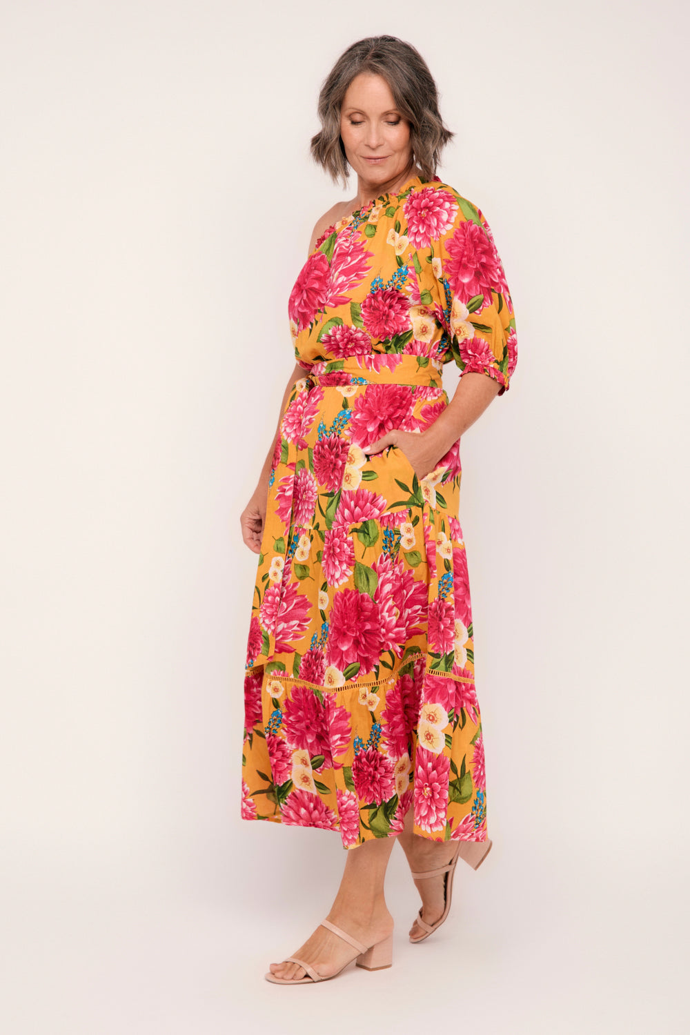 Lou Lou Tiered Dress in Dreaming Dahlias