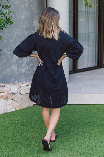 Lottie Billow Sleeve Dress in Black