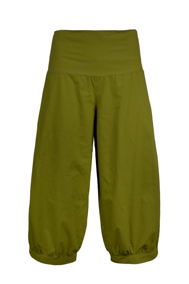 Sienna 3/4 Pocket Gather Pants - Plum & Henna Green