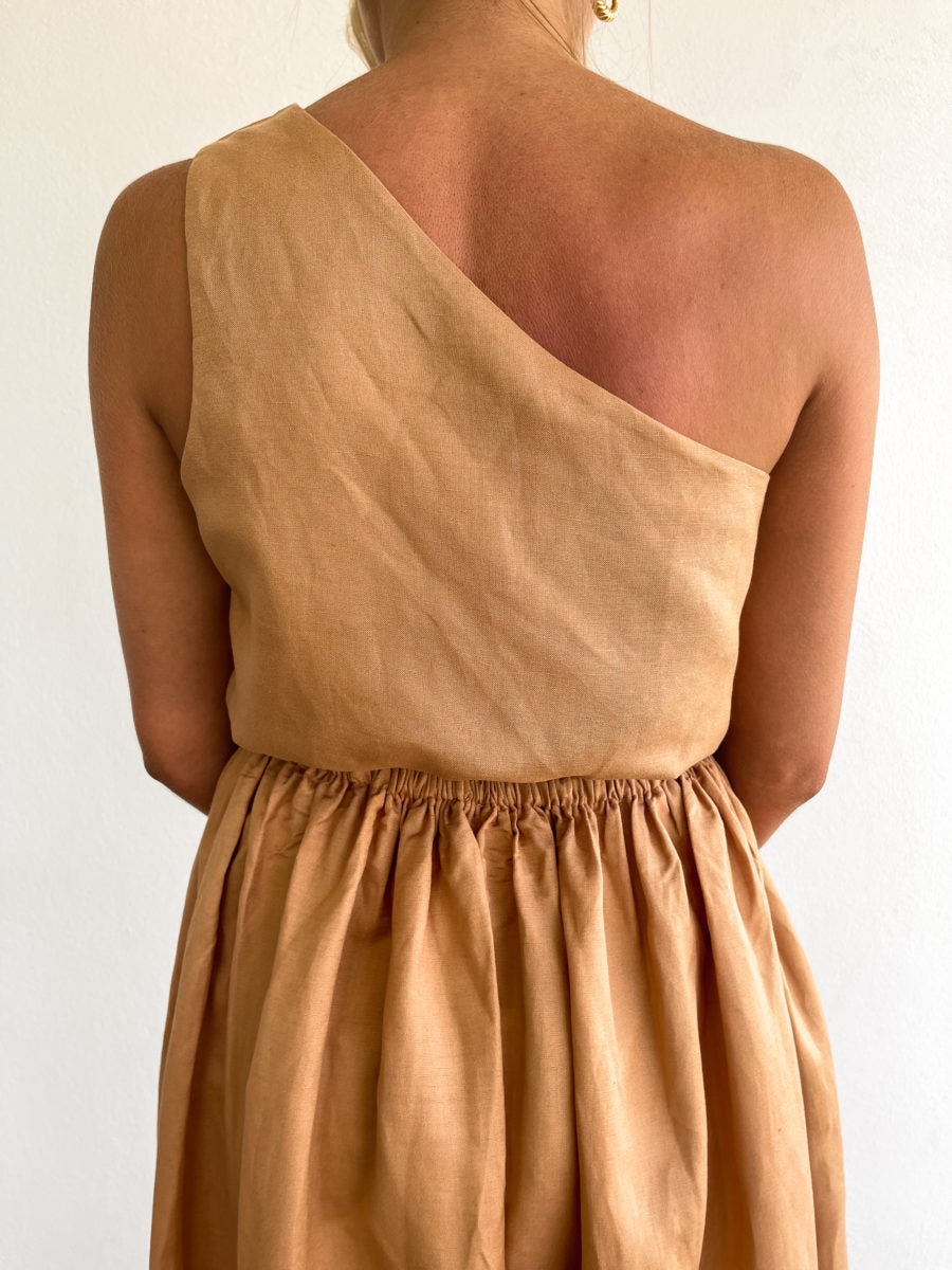 Balmy Days One Shoulder Top - Nutmeg