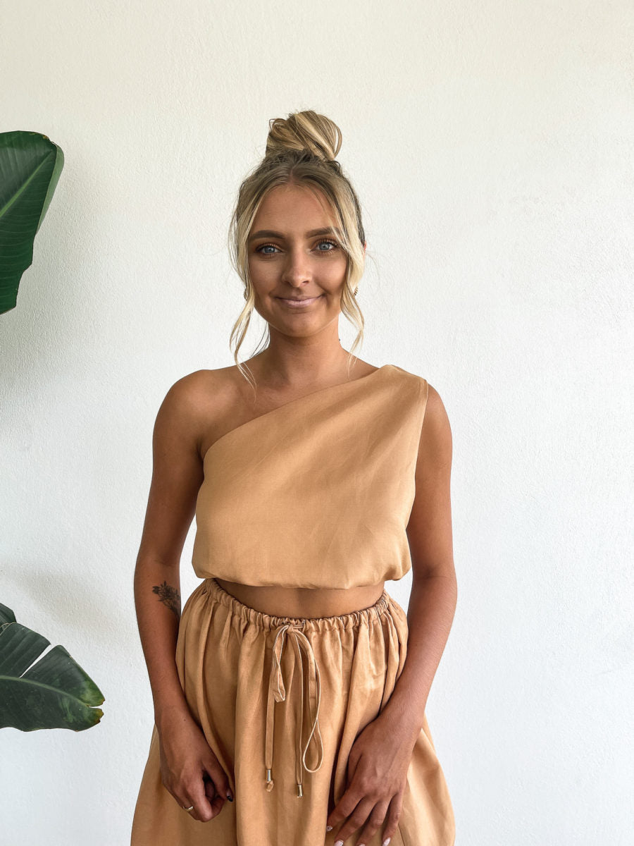 Balmy Days One Shoulder Top - Nutmeg