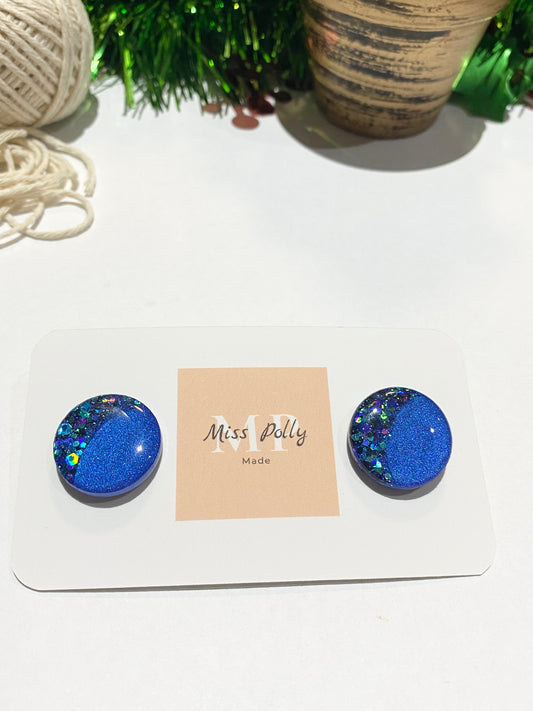 Blue Magic Glitter Studs (Oversized)