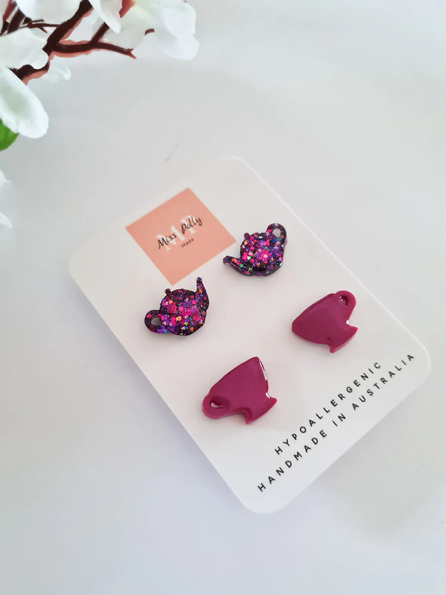 Teapot & Cup Stud Set