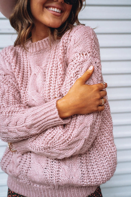 Aspen Cable Knit - Rose