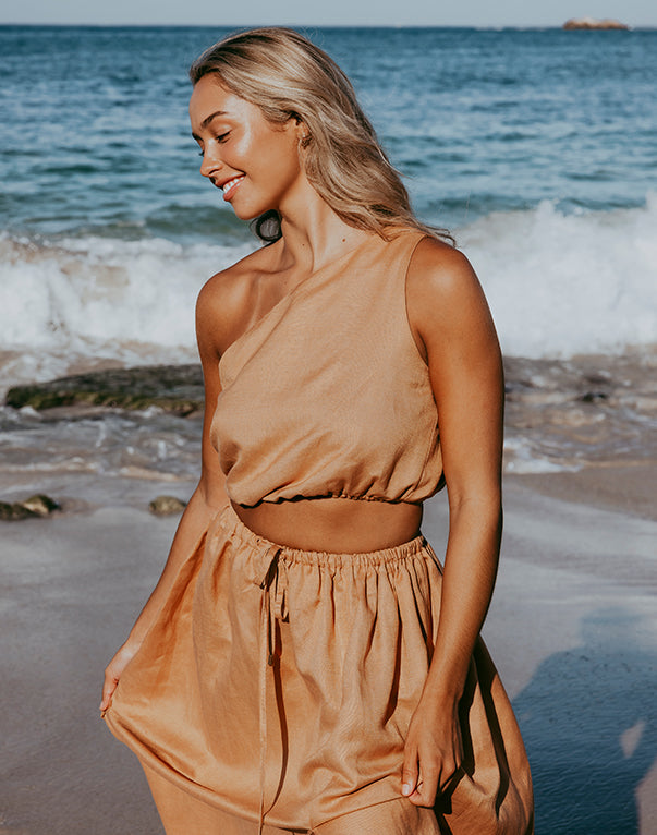 Balmy Days One Shoulder Top - Nutmeg