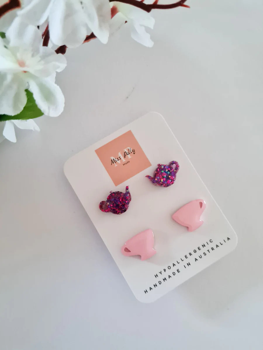 Teapot & Cup Stud Set