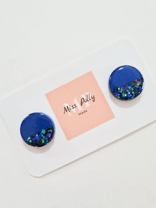 Blue Magic Glitter Studs (Oversized)